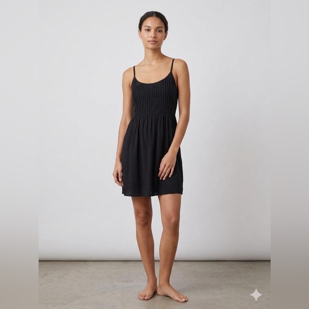 Old Navy Black Smocked Mini Dress | L | Boho Minimalist Little Black Dress LBD